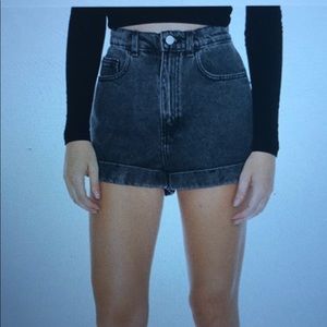 Stone Black Wash High Waisted Shorts